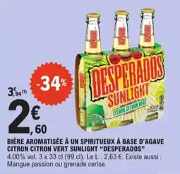 E.Leclerc Bière aromatisée à un spiritueux à base d'agave citron citron vert sunlight desperados aanbieding
