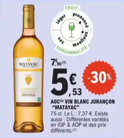 E.Leclerc AOC vin blanc jurançon matayac aanbieding