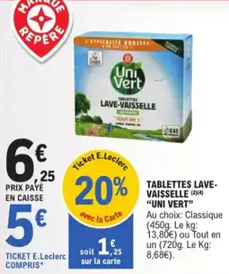 E.Leclerc Tablettes lave-vaisselle uni vert aanbieding