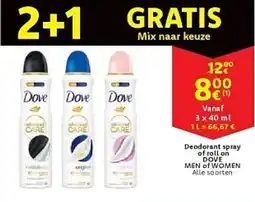 Cora Deodorant spray of roll on dove men of women aanbieding