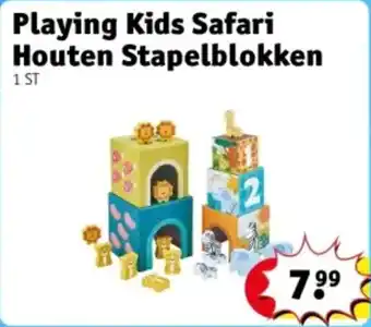 Kruidvat Playing kids safari houten stapelblokken aanbieding