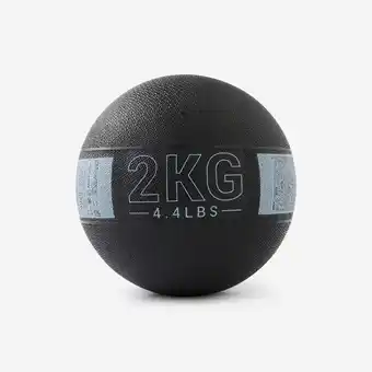 Decathlon Medicine ball 2 kg rubber zwart grijs aanbieding