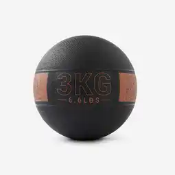 Decathlon Medicine ball 3 kg rubber zwart oranje aanbieding