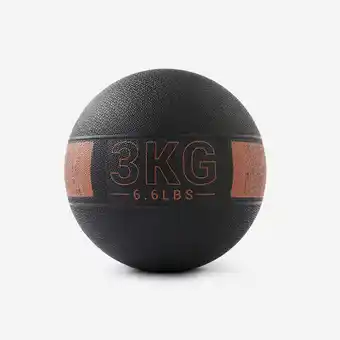 Decathlon Medicine ball 3 kg rubber zwart oranje aanbieding