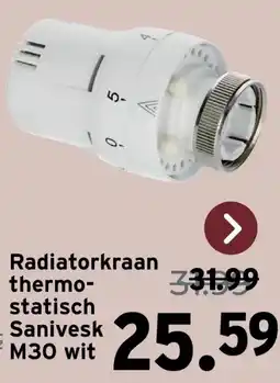 GAMMA Radiatorkraan thermo- statisch Sanivesk Z M30 wit aanbieding