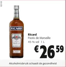 Colruyt Ricard Pastis de Marseille 45 % vol 1 L aanbieding