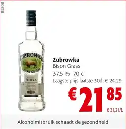 Colruyt Zubrowka Bison Gras aanbieding