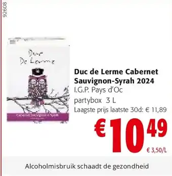 Colruyt Duc de Lerme Cabernet Sauvignon-Syrah 2024 aanbieding