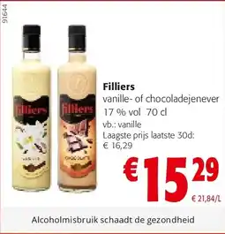 Colruyt Filliers vanille- of chocoladejenever aanbieding