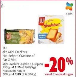 Colruyt LU Mini Crackers Olijfolie & Oregano 250 g aanbieding