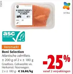 Colruyt Boni Selection Atlantische zalmfilets ± 200 g of 2 x ± 180 g aanbieding