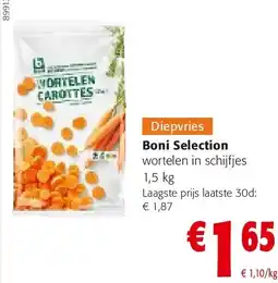 Colruyt Boni Selection wortelen in schijfjes 1,5 kg aanbieding