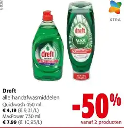 Colruyt Dreft alle handafwasmiddelen Quickwash 450 ml aanbieding