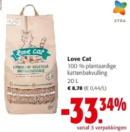 Colruyt Love Cat 100 % plantaardige kattenbakvulling 20 L aanbieding