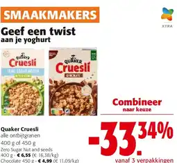 Colruyt Quaker Cruesli Zero Sugar Nut and seeds 400 g aanbieding