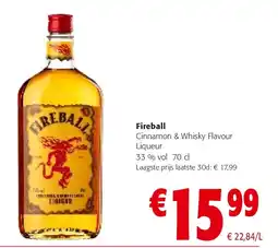 Colruyt Fireball Cinnamon & Whisky Flavour Liqueur aanbieding