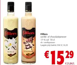 Colruyt Filliers vanille- of chocoladejenever 17 % vol 70 cl aanbieding