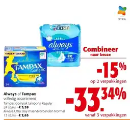 Colruyt Tampax Compak tampons Regular 24 stuks aanbieding