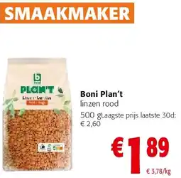 Colruyt Boni Plan't linzen rood aanbieding