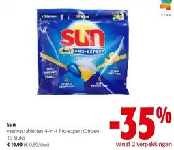 Colruyt Sun vaatwastabletten 4-in-1 Pro-expert Citroen 16 stuks aanbieding