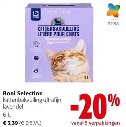 Colruyt Boni Selection kattenbakvulling ultrafijn lavendel 6 L aanbieding