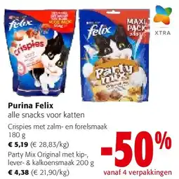 Colruyt Purina Felix Crispies met zalm- en forelsmaak 180 g aanbieding