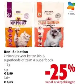 Colruyt Boni Selection krokantjes voor katten kip & superfoods of zalm & superfoods 1 kg aanbieding