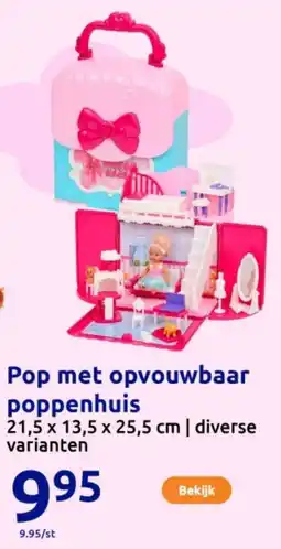 Action Pop met opvouwbaar Poppenhuis aanbieding