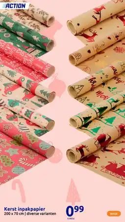 Action Kerst inpakpapier aanbieding
