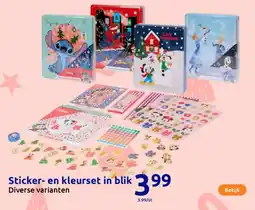 Action Sticker- en kleurset in blik aanbieding