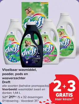 Carrefour Vloeibaar wasmiddel, poeder, pods en wasverzachter Dreft aanbieding