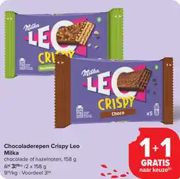 Carrefour Chocoladerepen Crispy Leo Milka aanbieding