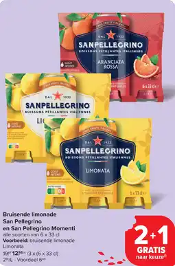 Carrefour Bruisende limonade San Pellegrino en San Pellegrino Momenti aanbieding