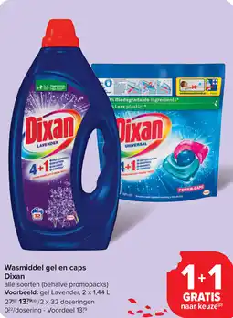 Carrefour Wasmiddel gel en caps Dixan aanbieding