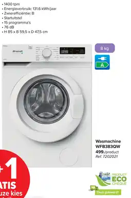 Carrefour Brandt Wasmachine WFB383QW aanbieding