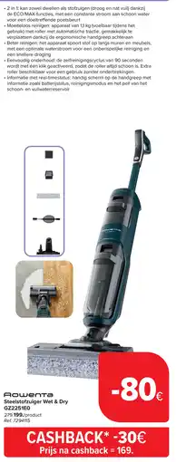 Carrefour Rowenta Steelstofzuiger Wet & Dry GZ2251E0 279 aanbieding