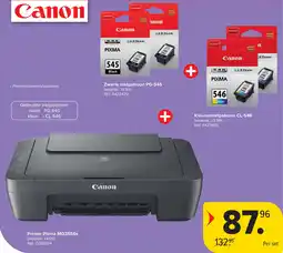 Carrefour Canon Printer Pixma MG2556s + Zwarte inktpatroon PG-545 + Kleureninktpatroon CL-546 aanbieding