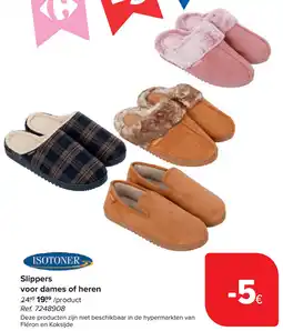 Carrefour Isotoner Slippers voor dames of heren aanbieding