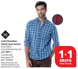 Carrefour Licht flanellen hemd voor heren aanbieding