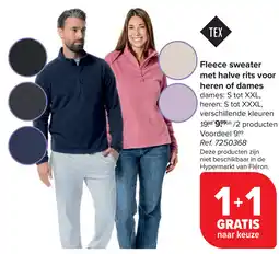 Carrefour Fleece sweater met halve rits voor heren of dames aanbieding