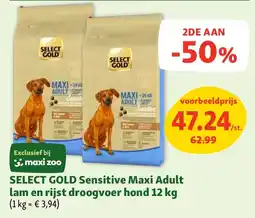 Maxi Zoo SELECT GOLD Sensitive Maxi Adult lam en rijst droogvoer hond 12 kg aanbieding