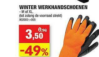 Hubo Winter Werkhandschoenen aanbieding
