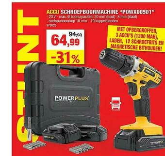 Hubo Accu Schroefboormachine Powx00501 aanbieding