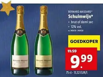 Lidl Bernard massard schuimwijn aanbieding