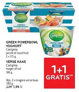 Alvo Campina Greek Powerbowl Yoghurt + Verse Kaas aanbieding