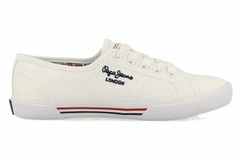 Berca Shoes Pepe Jeans Sneaker Laag Dames Trend Clean White Aberlady Basic - Wit aanbieding