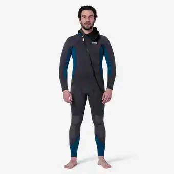 Decathlon Duikpak voor heren neopreen 5 mm SCD 500 zwart en blauw aanbieding