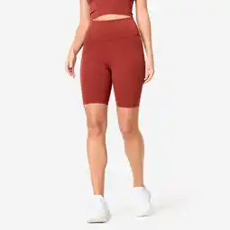 Decathlon Aansluitende fitnessbikershort voor dames terracotta aanbieding