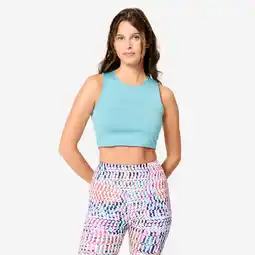 Decathlon Crop top voor fitness dames blauw aanbieding
