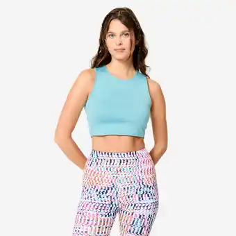 Decathlon Crop top voor fitness dames blauw aanbieding